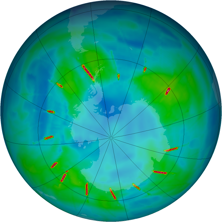 Antarctic ozone map for 17 April 2010